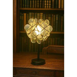 Stained Glass Lotus Flower Accent Table Lamp Art Deco Boho